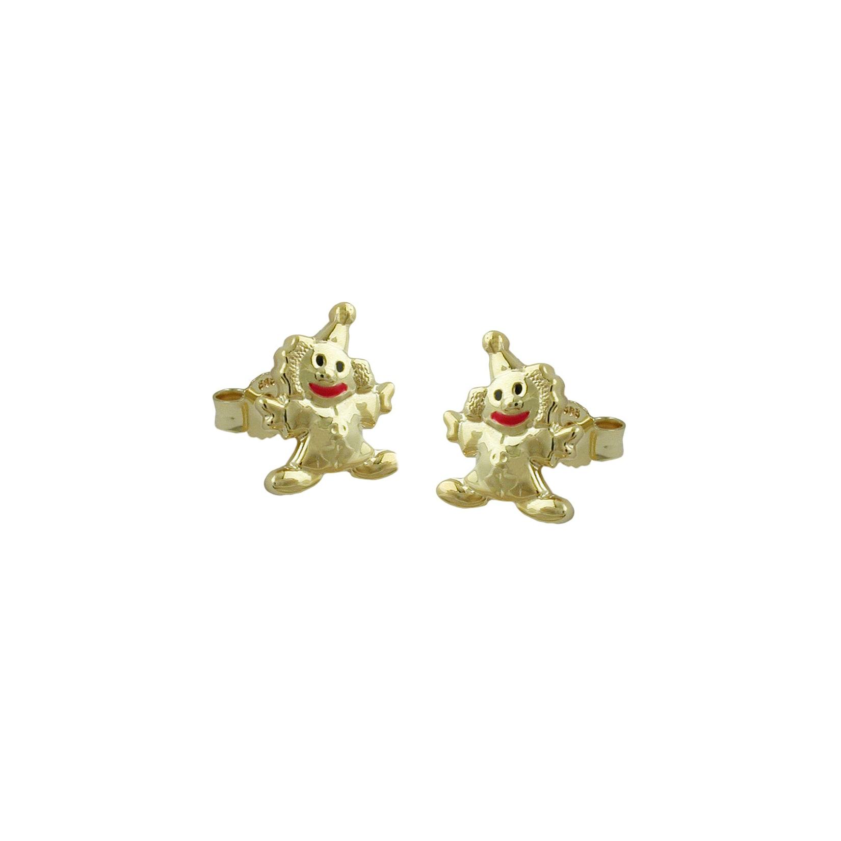 Gallay Ohrstecker Ohrring 8x6mm Clown glänzend farbig lackiert 9Kt GOLD