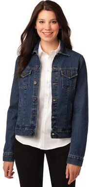 Port Authority L7620 Women's Denim Jacket in Blue size XXL