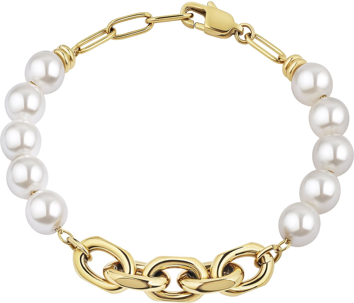 Armband ZEEME "Edelstahl/PVD gelb", gelb, Armbänder, Damen, 19cm, Edelstahl, glänzend, Armband