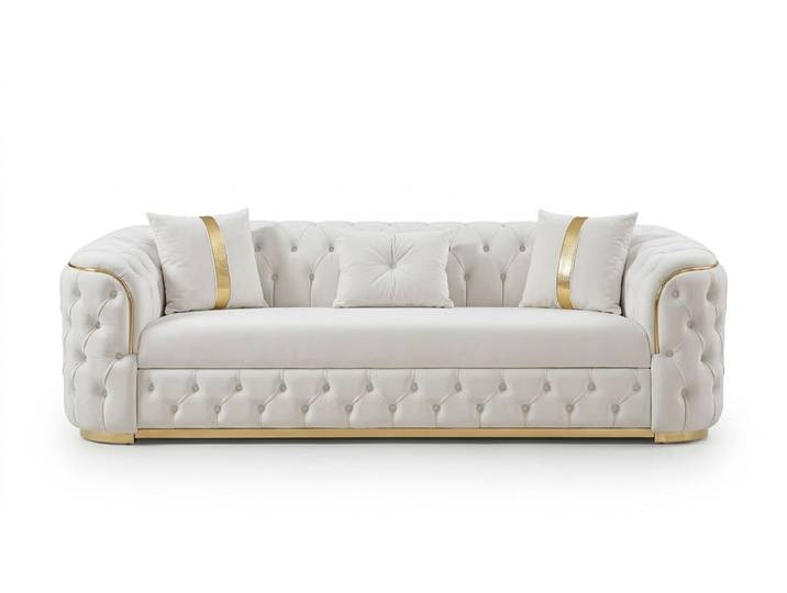JVmoebel 3-Sitzer Zeitloses Weißes Stoffsofa Exklusive Schlafcouch Wohnzimmer Möbel, 1 Teile, Made in Europa