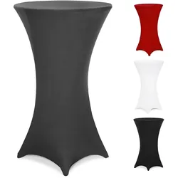 DETEX® Stehtischhusse Grau 80-85cm Verstärkter Fußbereich 30°C Waschbar Stehtisch Hussen Stretch Tisch Überzug Bezug