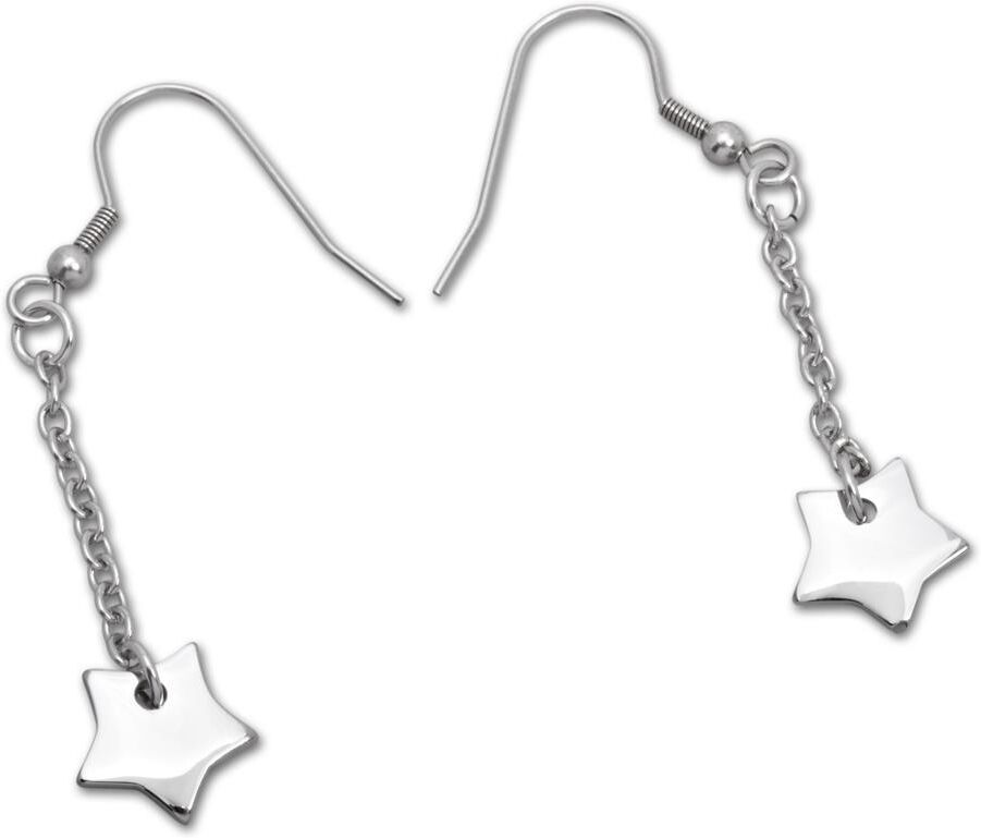 Unique Ohrhänger aus Edelstahl in Sternform silber