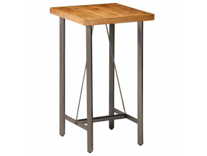 GHVBNMF Stehtisch Recyceltes Teakholz Massiv 60x60x107 cm Bartisch Kompakter Bistrotisch aus Altholz mit Stahlgestell für Küche und Esszimmer. Einzigartige Maserung mit feiner Lackierung.