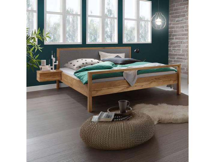 HOMELIV. Bett Paige Komfort Eiche Massivholz 180x200cm landhaus, höhenverstellbar