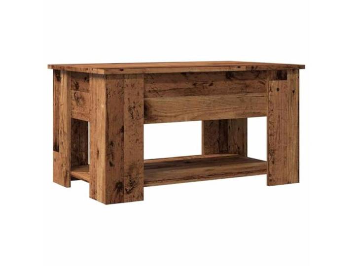 GHVBNMF Couchtisch Höhenverstellbar Altholz 79x49x41cm Holzwerkstoff Verwandelbarer Beistelltisch fürs Wohnzimmer mit anhebbarer Platte und verstecktem Fach für Arbeit und Mahlzeiten.