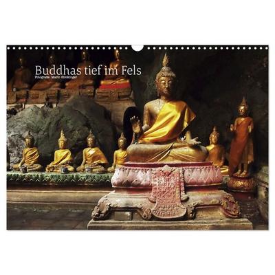 Buddhas tief im Fels (Wandkalender 2027 DIN A3 quer), CALVENDO Monatskalender