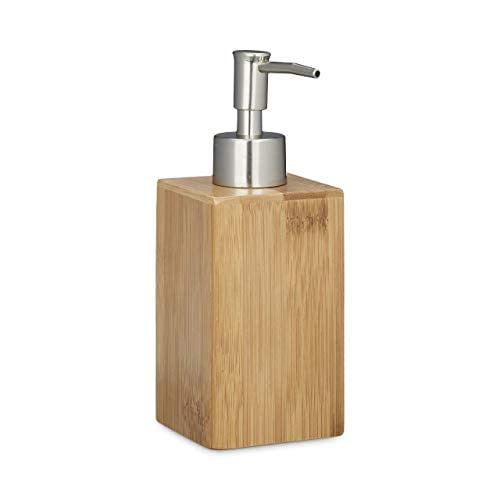 Relaxdays Zeeppompje Bamboe Beige Bruin, Inhoud 240 ml, Hervulbare Lotiondispenser