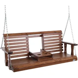 VEVOR Hollywoodschaukel Zedernholz, 1523x710x600mm, Terrassenschaukel für Hof und Garten, verbesserte Tragkraft von ca. 400 kg, robuste Schaukelstuhlbank mit Aufhängeketten für den Außenbereich, braun