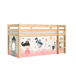 KINDERBETT Karolina 210x114x106 Massivholz Natur Textilset Sophie