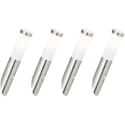 Wandleuchte Edelstahl Wandfackel Außen Hauswandleuchte Bewegungsmelder, App-Sprachsteuerung dimmbar Timer CCT, IP44, Edelstahl, 1x RGB LED 10W 806Lm 2700-6400K, DxH 7,6x40cm, 4er Set