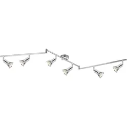 LED Deckenstrahler schwenkbar Deckenlampe Wohnzimmerleuchte Spotlampe chrom Spotleiste 6 flammig, Metall, 6x 3W 6x 250lm warmweiß, LxH 145 x 17,5 cm