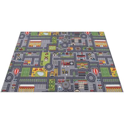 Kinderteppich PACO HOME "Bino 577", grau, B:80cm H:5mm L:150cm, Polyester, Teppiche, Kinderteppich, Straßen-Spiel-Teppich, Kinderzimmer