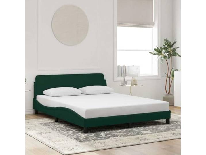 Samt Bettgestell mit Kopfteil stabiles Lattenrost Dover Grün 160x200 cm Bettgestell Dover Dunkelgruen 160x200 Samt Bett mit Kopfteil Metall Holz Lattenrost Stabil Modern