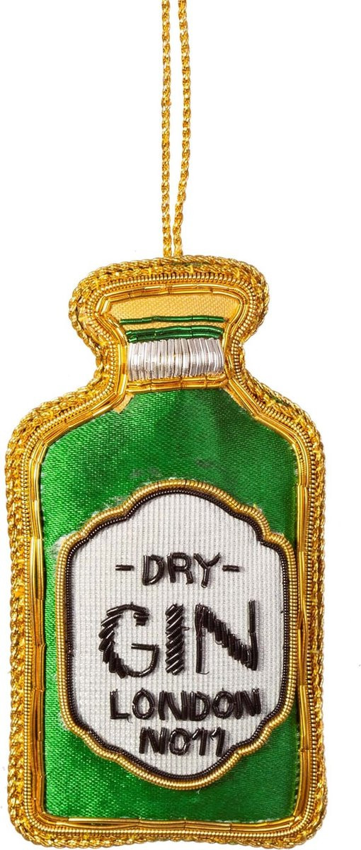 Sass & Belle Gin fles Zari borduurwerk kerstbal voor volwassenen