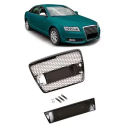 Sportgrill Wabengrill Kühlergrill passend für Audi A6 4F 04-08 Hochglanz schwarz