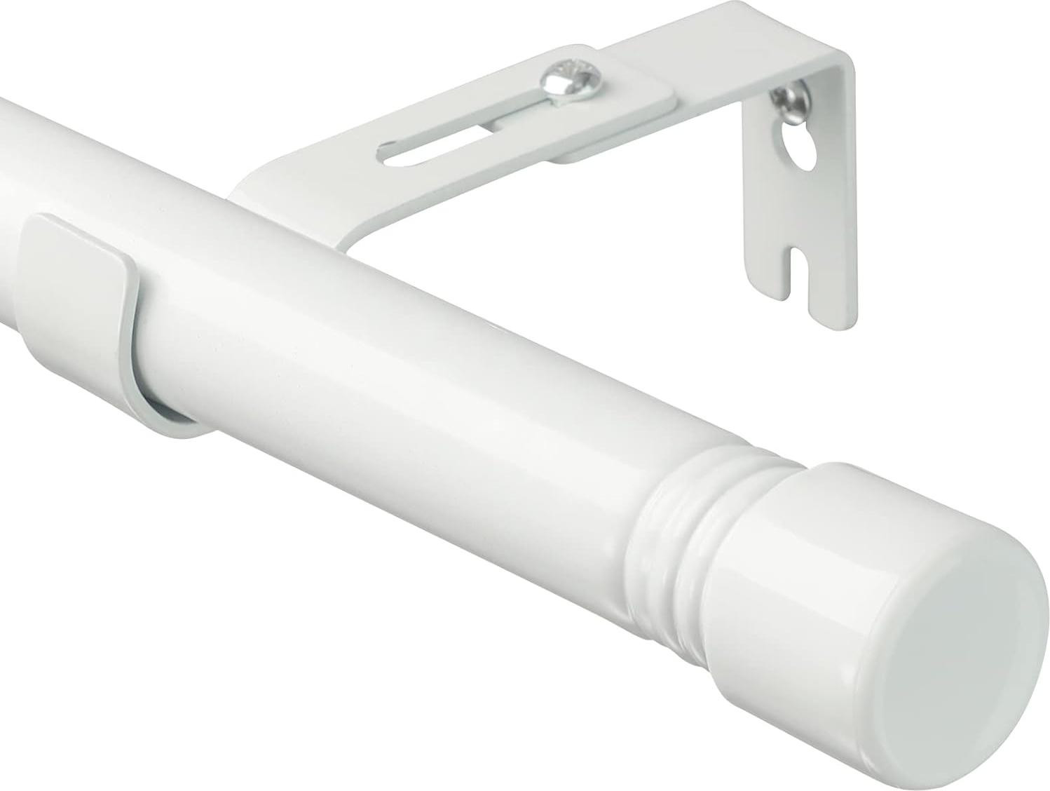 Merkloze uitschuifbare gordijnstok voor ooggordijnen, wit, metaal, 76-340 cm