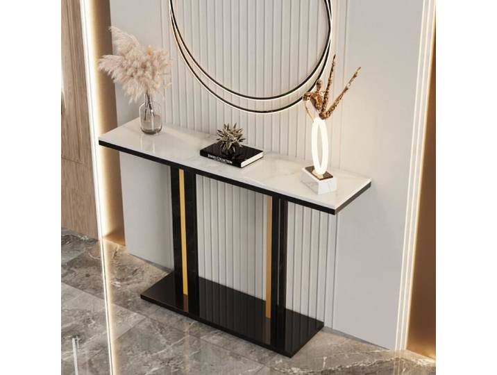 UNHO Table Console de Salon Console Meuble Blanche Entrée Couloir Bout de Canapé Scandinave - 118x30x78cm