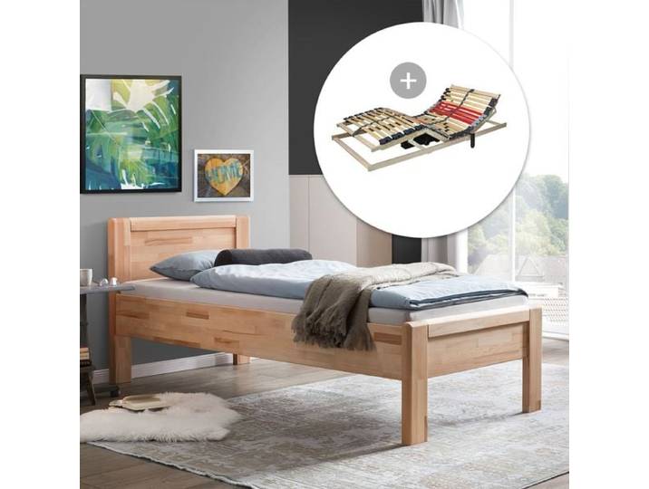 HOMELIV. Seniorenbett Ewen Komfort Kernbuche Massivholz 100x200cm Mit Kopfteil
