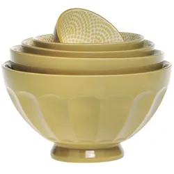 Chic Antique Ares Latteschüssel mit Muster im Set, Höhe 9, ∅ 15,5 cm, Senf