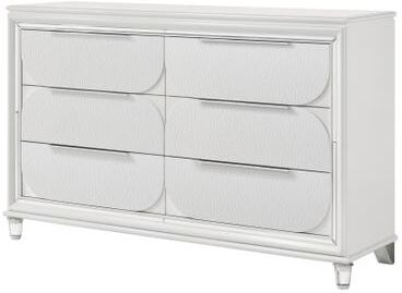 CDecor Soto Pearl White 6-Drawer Dresser