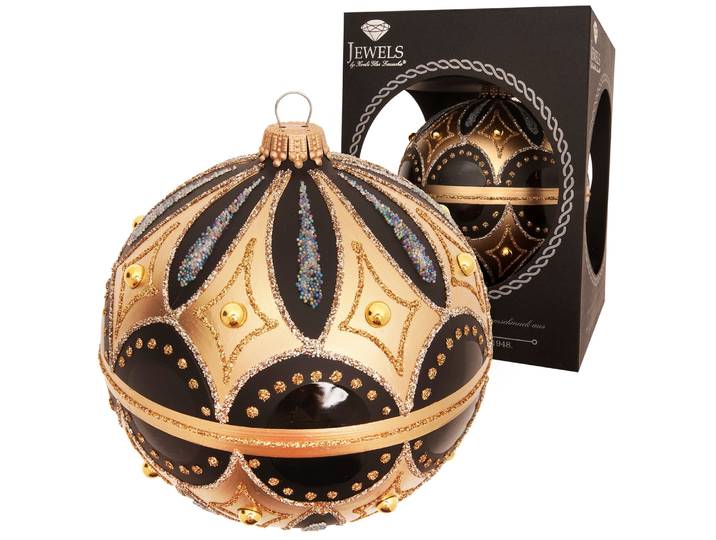 Weihnachtsbaumkugel KREBS GLAS LAUSCHA Weihnachtskugel Stil byzantinisch schwarz 10cm , schwarz, B:10cm H:10cm T:10cm Ø:10cm, Glas, Weihnachtsbaumkugeln, Weihnachtsbaumkugel, Dekoriert mit Liebe zum Detail