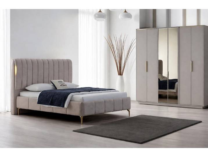 JVmoebel Schlafzimmer-Set Modernes Schlafzimmer-Set: Bett & Kleiderschrank – 2 tlg., (2-tlg)