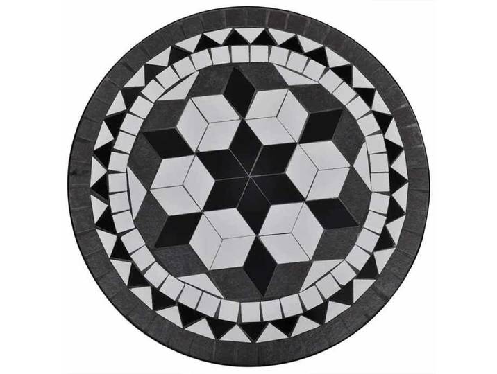 NOUVEAU Table terrasse - Table de bistro Noir et - blanc - 60cm Mosaïque - Table d'extérieur 53188
