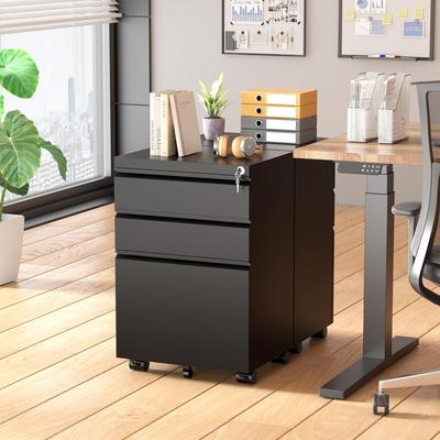 SUNCROWN 2 Drawer or 3 Drawer Lockable Rolling Mobile Filing Cabinet for Home Office