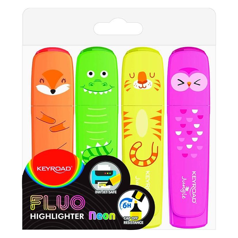 Keyroad Fluo jungle textmarker, 1-5 mm, 4 stück, etui, farbmischung (4x) (40949541)
