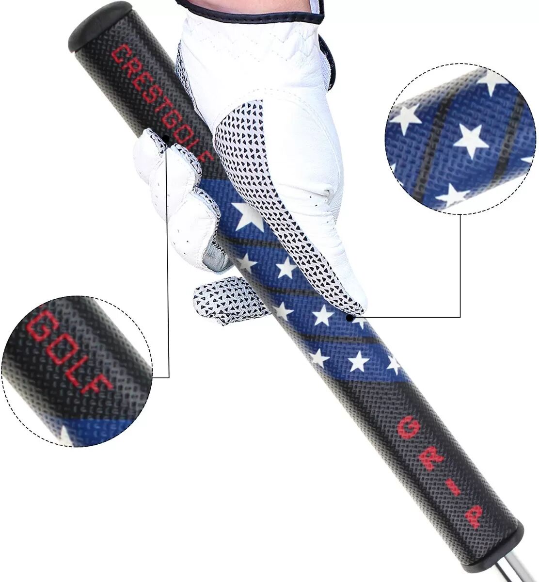 INF Grip de Club de Golf Motif Étoile – Adhérence Améliorée et Sensation Confortable Blanc