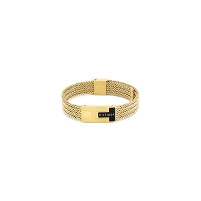 Edelstahlarmband TOMMY HILFIGER "NAUTICAL MESH", gold (gelbgoldfarben, blau), Armbänder, Damen, 19cm, Edelstahl, Edelstahlarmband