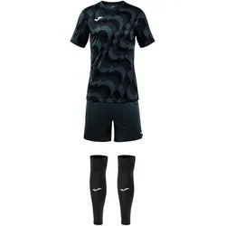 JOMA New Area Trikot, Shorts + Sleeve-Stutzen Set Kinder 150 - dunkelgrau 104