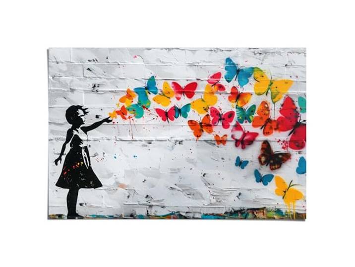 REINDERS Poster, Butterfly Girl, Kinderzimmer, Poster, Wanddeko, Room Decor, Bilderdruckpapier, Mehrfarbig, 61 x 91,5