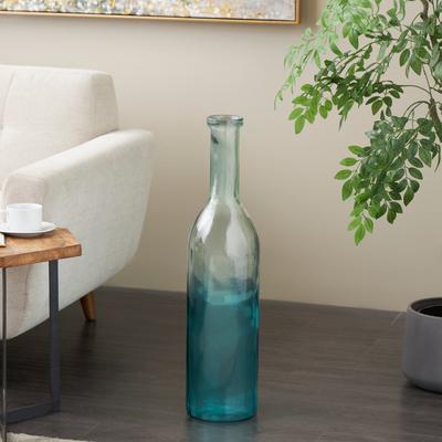 ARCILLA ELEMENTAL Teal Recycled Glass Handmade Tall Ombre Floor Vase