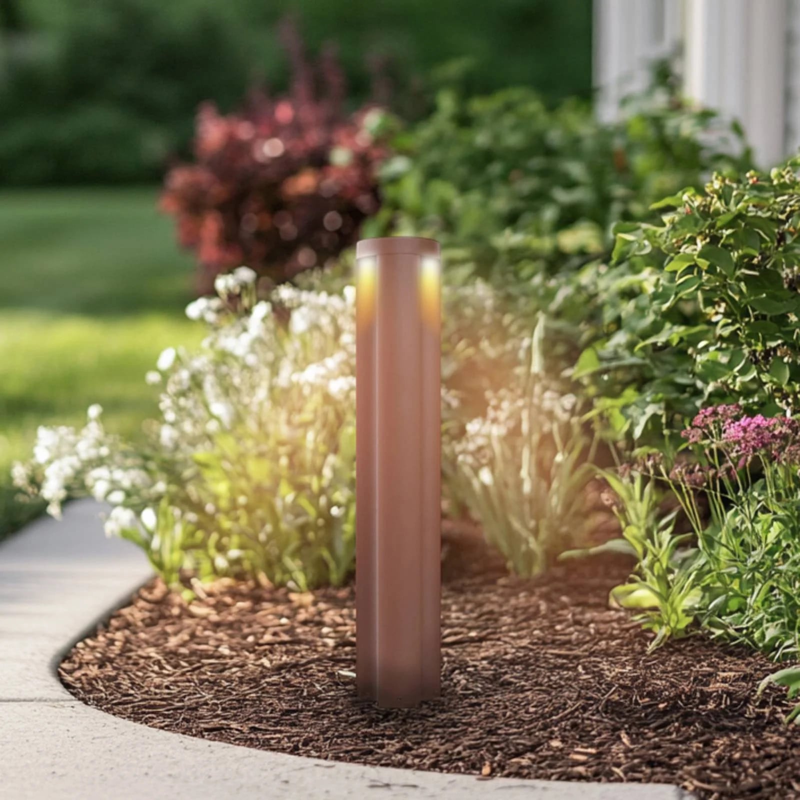 Lucande Raiku LED tuinpadverlichting, cilinder, brons/bruin, aluminium, 65 cm