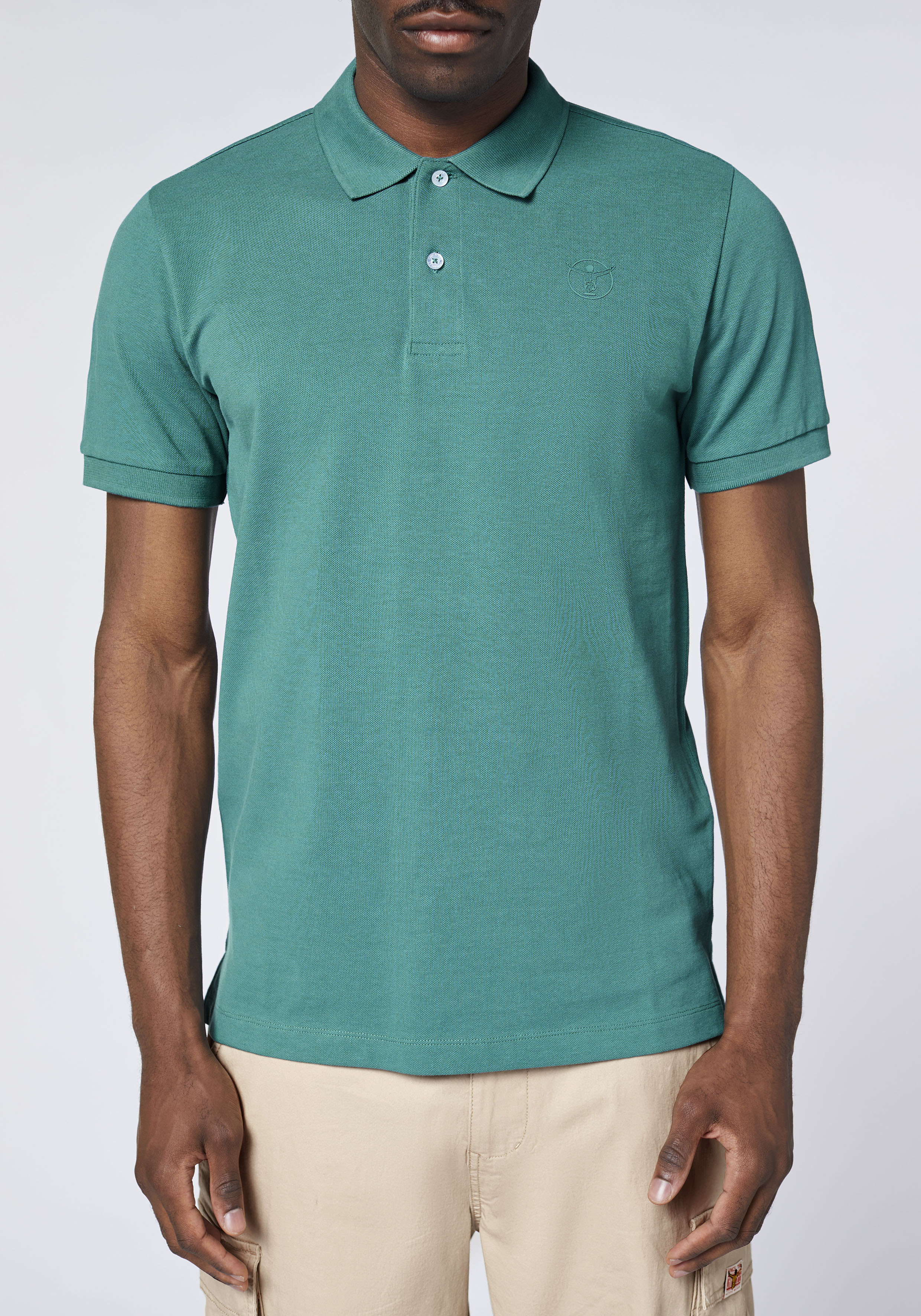 Poloshirt CHIEMSEE, Herren, Gr. M (48/50), hydro, 100% Baumwolle, unifarben, regular fit, ohne Ausschnitt, gerader Abschluss, Shirts Poloshirt, - ideal für Sport & Freizeit