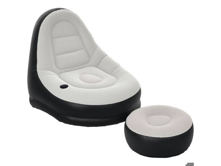 Fauteuil de bain gonflable Avec repose-pieds Gris Confortable pour salle de bain et spa