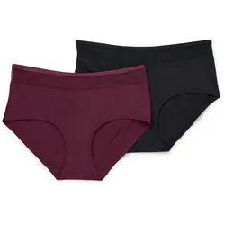 Tchibo - 2 Midwaist-Pantys mit Mesh-Einsatz - Damen - Gr. L - schwarz