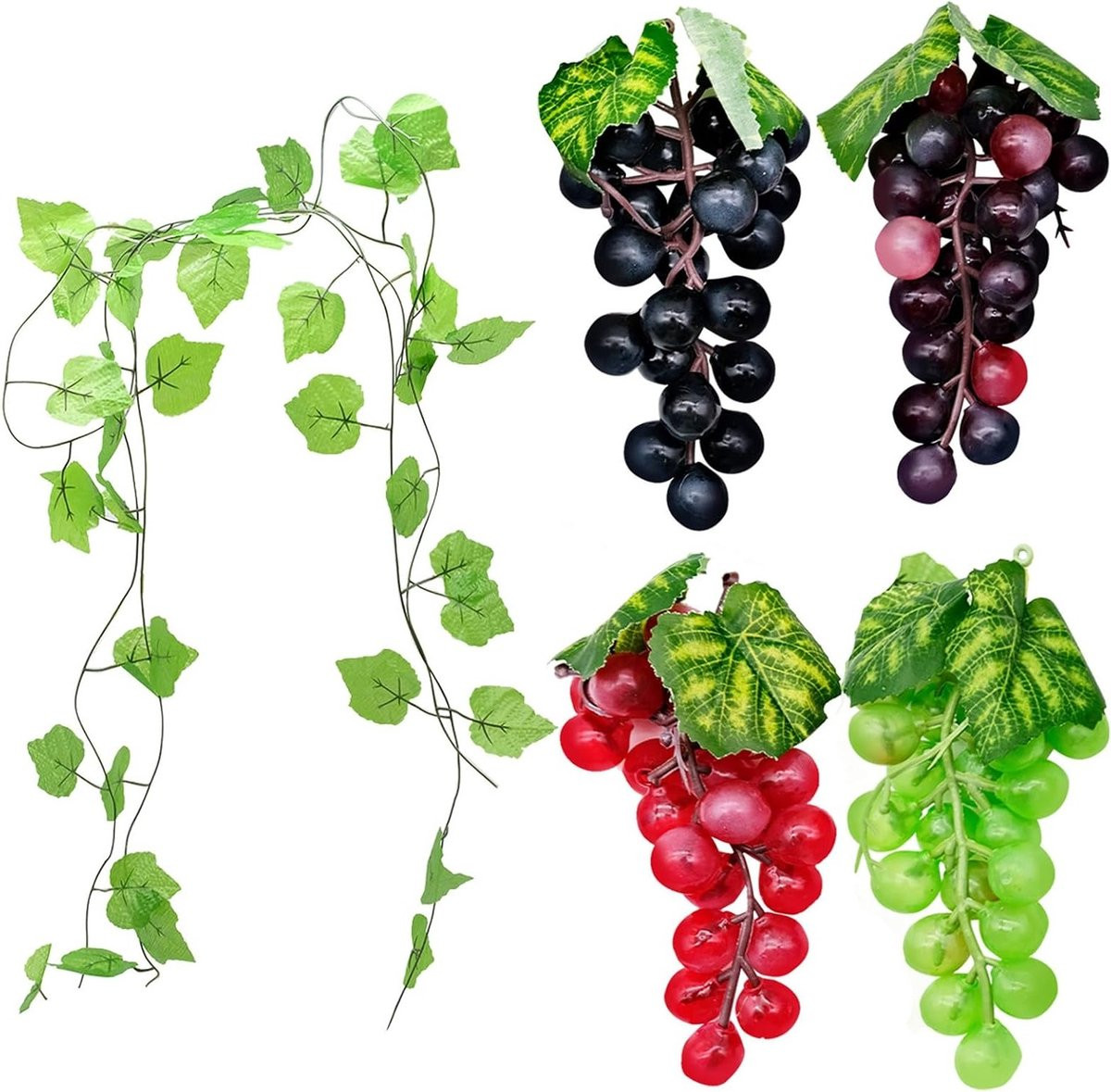 Set van 6 decoratieve kunstmatige druiven voor fruitstanden en wijndecoraties