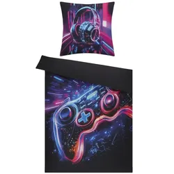 como Mako-Satin Bettwäsche  Gamer ¦ schwarz ¦ Maße (cm): B: 135