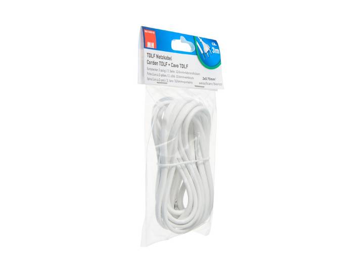 Max Hauri AG TDLF-Netzkabel H03Vvh2-F Weiss 3 m