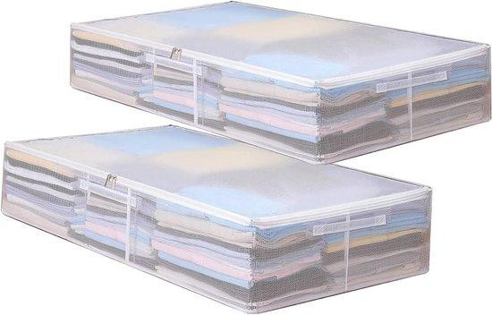 Transparante opbergbox voor kleding en onder het bed, zwart, plastic