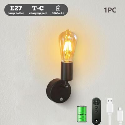 Friendly Fresh Finds Industrial Vintage Rechargeable Wall Lamp With Remote Control Touch Dimmable Battery Operated Wall Light wa831a 1pc