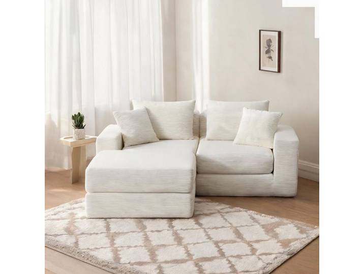 Canapé modulable en mousse et ressorts blanc sans ossature convertible en lit design moderne 260 cm