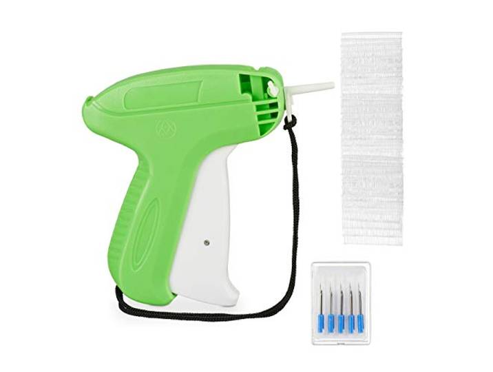 Relaxdays Pistolet étiquette\, étiqueteuse avec 5 Aiguilles de Rechange & 5000 Attaches incluses\, swifteuse\, Vert-Blanc
