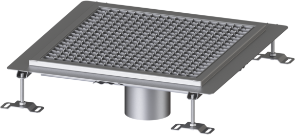Kessel Ferrofix Bodenwannen 6050050 Edelstahl, 500x500x65mm, Auslauf senkrecht
