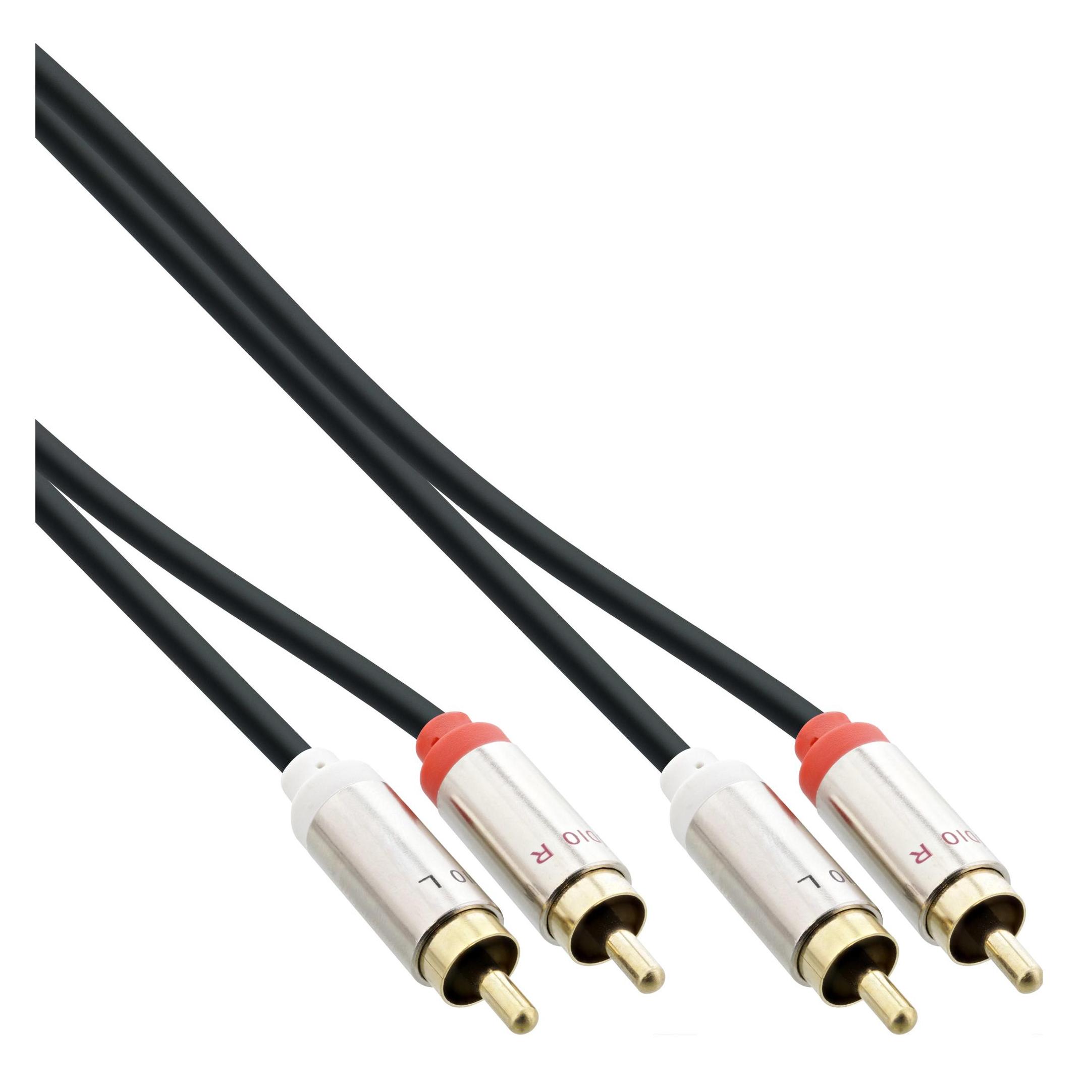 InLine Slim Audio Kabel 2x Cinch ST/ST (3 m, Cinch Kabel) (99263)