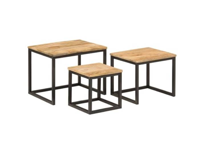 GPUTYGHN Satztische 3 STK. Massivholz Mango und Eisen Massives Mangoholz, stabiles Eisengestell, 3 Größen, Unikat Holzmaserung, vielseitig nutzbar