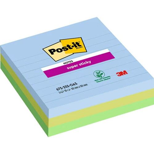 Post-it Super Sticky Oasis Haftnotizen extrastark farbsortiert 3 Blöcke