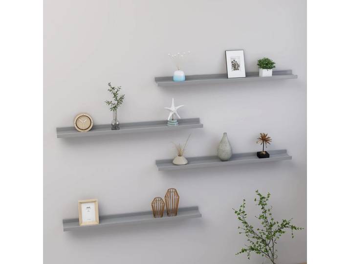 vidaXL Wandregale 4 Stk. Grau 80x9x3 cm